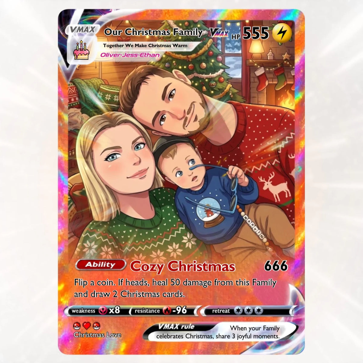 Vmax Card Christmas family - có nền màu - thuỷ