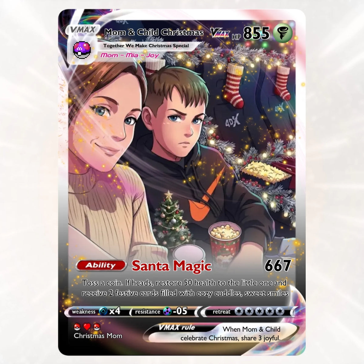 Vmax Card Christmas - có nền màu - mẹ con - thuỷ